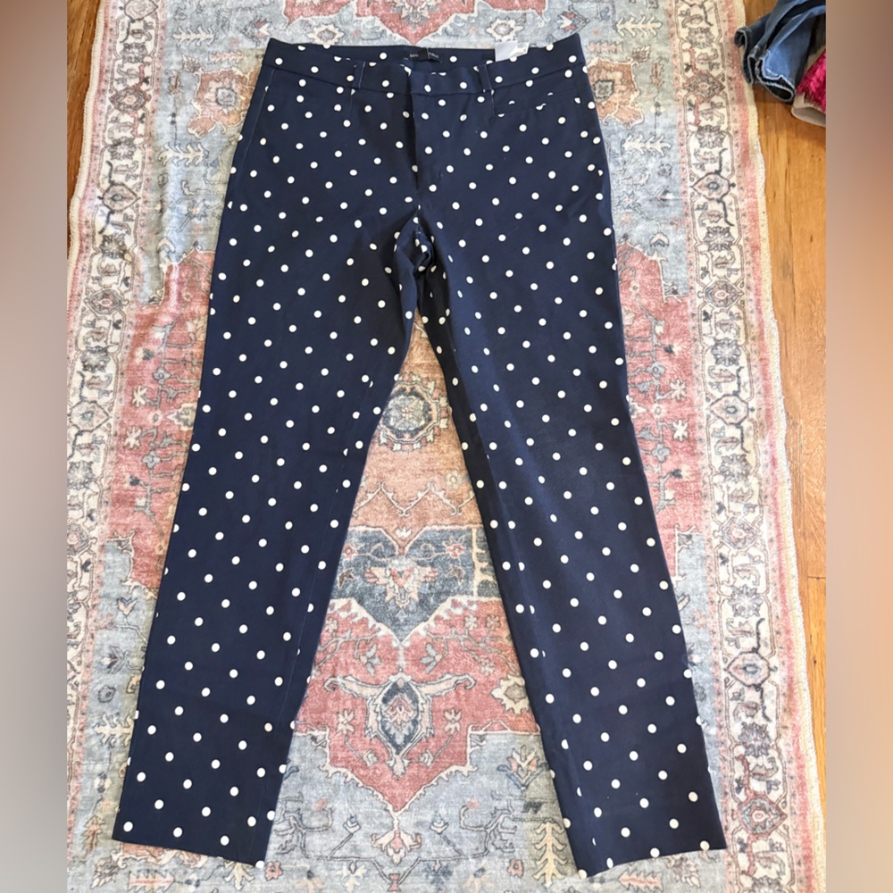 Banana Republic Navy Blue Polka Dot Trousers